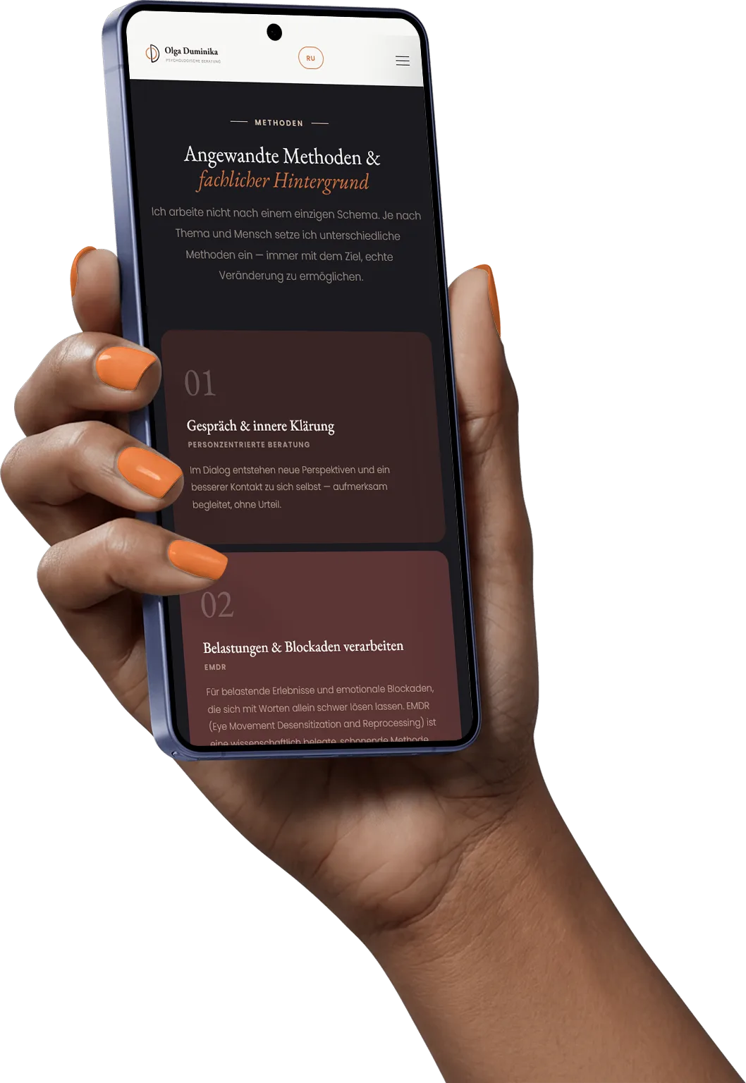 Mobile Website Ansicht
